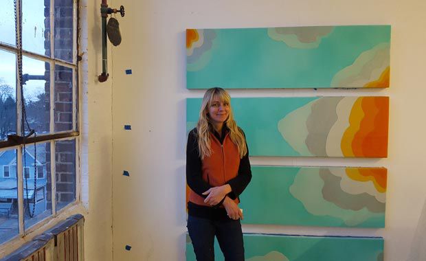 Painter Deneane Niebergall in her Shirt Factory studio