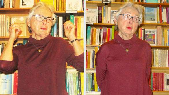 Janet Carter telling stories at the Inquiring Mind bookstore on May 28, 2014. (photos by David Gordon)