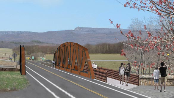 A rendering of the new Carmine Liberta Bridge in New Paltz and the public area where people can appreciate the view and watch the sunset. (provided)