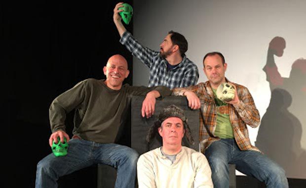 Jeff Battersby, Rick Meyer, Michael Frohnhoefer and Brian Mathews in The Complete Works of William Shakespeare (Abridged), which features all of Shakespeare's plays in 90 minutes. Directed by Christine Crawfis. (photo by Ann Citron)