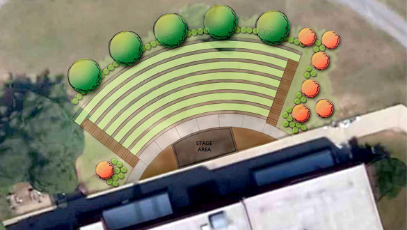 A conceptual sketch of the amphitheater project at Lenape Elementary School.