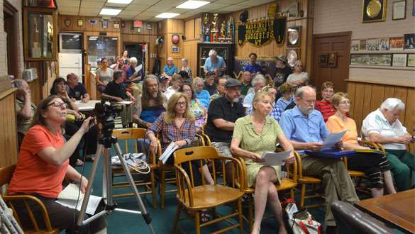 About 30 residents packed the Village of Saugerties Fire Department’s meeting hall where the planning board holds its meetings. (photo by Robert Ford)