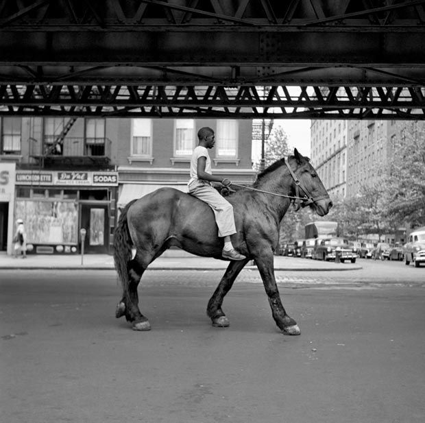 African-American Man on Horse, NYC, still from John Maloof and Charlie Siskel’s Finding Vivian Maier (photos by Vivian Maier | Courtesy of the Maloof Collection)
