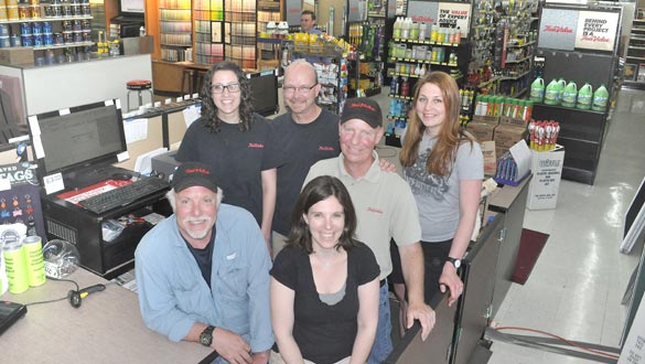 Pictured are some of the staff of the recently refurbished True Value of New Paltz (clockwise from bottom left): business owner Louis Benson, Amber Santillo, Andy Hall, Glenn Crispell and Eileen Hedley. (photo by Lauren Thomas)