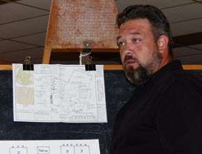 John Hommel with the site plan for improvements to his property.
