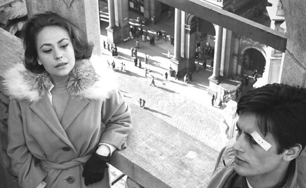 Rocco and His Brothers depicts the struggles of a poor family who have immigrated from rural southern Italy to industrialized Milan, with two of the five brothers (Alain Delon and Renato Salvatori) clashing when they both fall in love with the same woman (Annie Girardot).