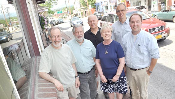 Members of the New Paltz Transportation Implementation Committee (L-R): Mark Sherman,Allan Bowdery, Harry Ellis, Gail Gallerie, Mayor Tim Rogers and Town Supervisor Neil Bettez. (photo by Lauren Thomas)
