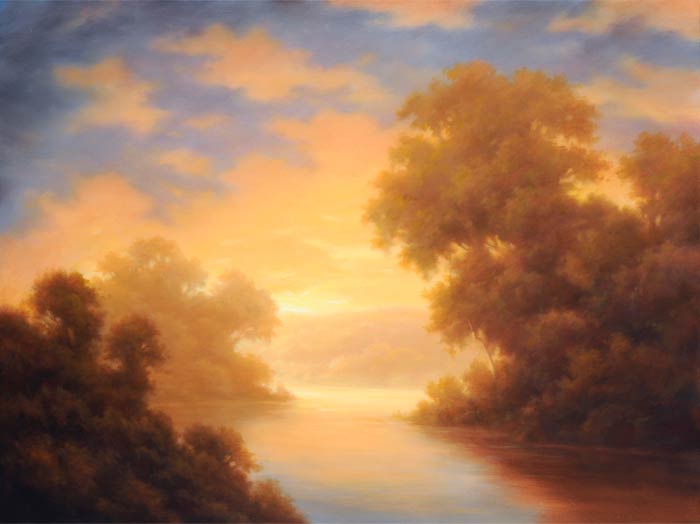 Jane Bloodgood-Abrams, Dawn on the Creek, oil on canvas, 30" x 40." For information on this Art Walk artist and longtime resident of Kingston, visit www.janebloodgoodabrams.com.