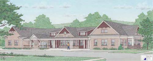 Rendering of the new Highland Public Library, which will feature a community room that can be used during off hours.