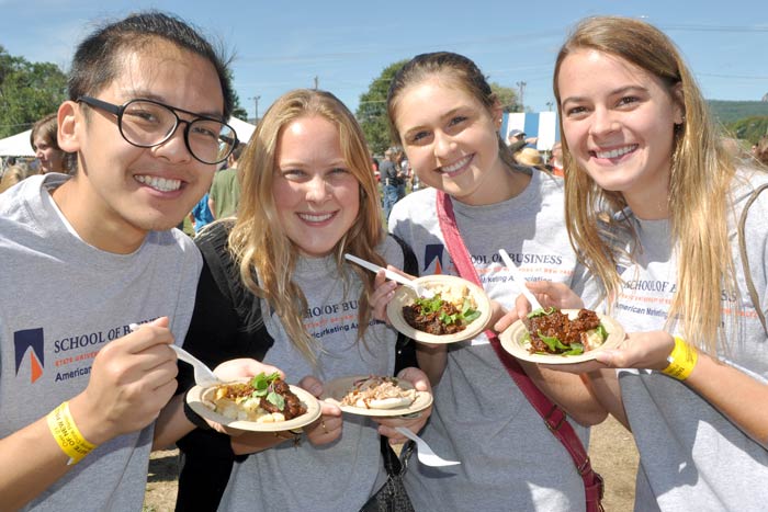 SUNY students John Chan, Kimberly Kallensrude, Casey O’Connor and Krista Vermeersch at last year’s Taste of New Paltz.  (Lauren Thomas | New Paltz times)