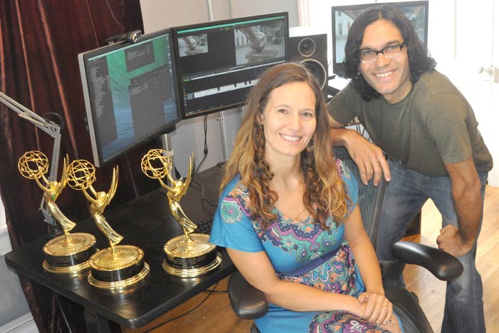 Mustafa Bhagat and Laura deNey of  Flicker Filmworks  in New Paltz. (photo by Lauren Thomas)