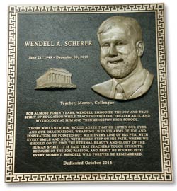 The plaque honoring Scherer.