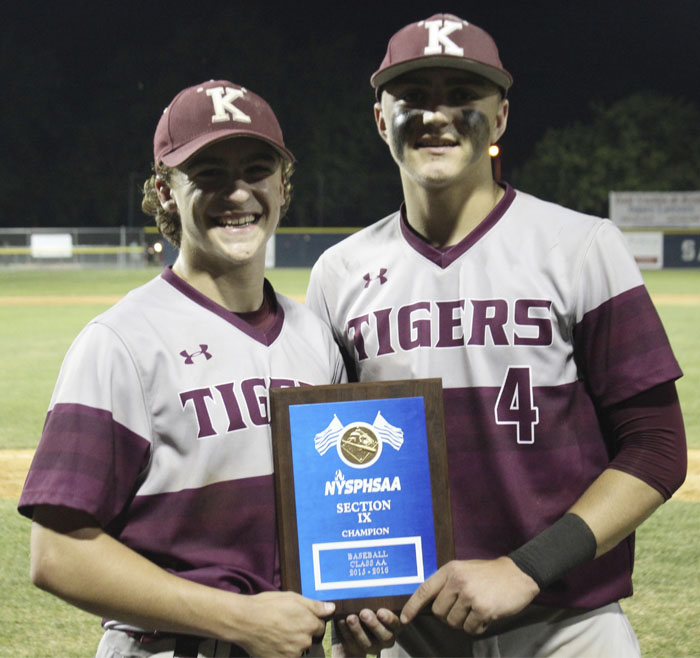 Avery Short, left, with his catcher, KHS junior Tanner Davis. (photo by Wayne Short)