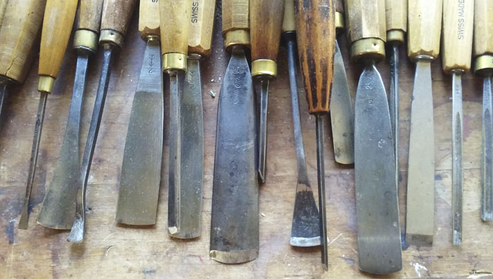 Carving tools in Georgette Kadgen’s workshop. (photos by Violet Snow)