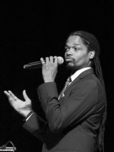 America’s Got Talent winner Landau Murphy Jr. sings at Sunday night’s concert at Saugerties High School, which drew 1000 attendees.